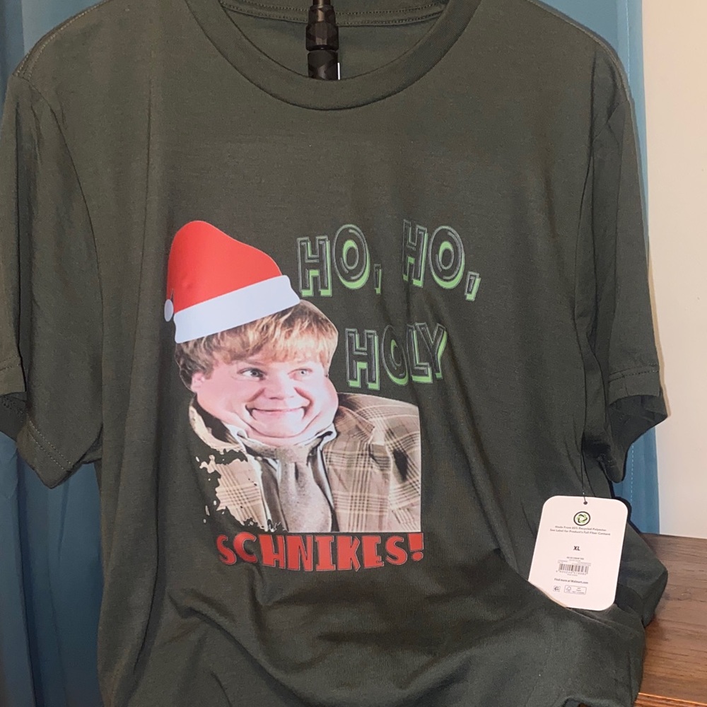 NWT!    CHRIS FARLEY- HO HO HOLY SCHNIKES tee.